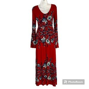 Free People Midnight Garden Red Maxi Dress, Size Small
